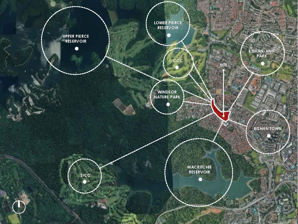 Map of views towards MacRitchie Reservoir, Windsor Nature Park and Pierce Reservoirs